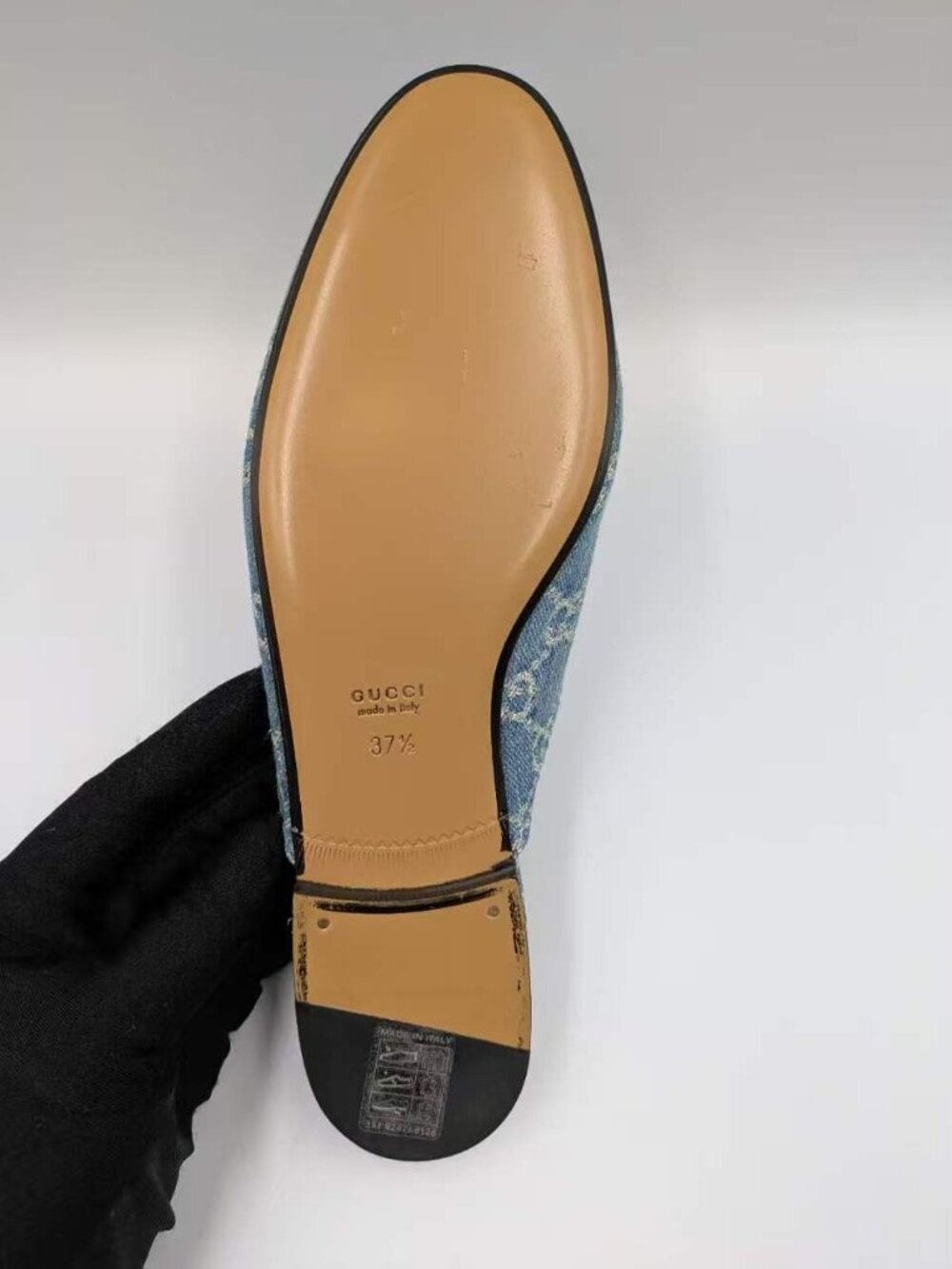 Gucci Women’s Monogram Jumbo GG Denim Malaga Princetown Slippers Light Blue EU37 - Picture 9 of 14
